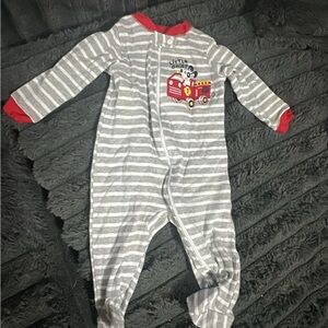 Striped Gray and Red Kids One Piece